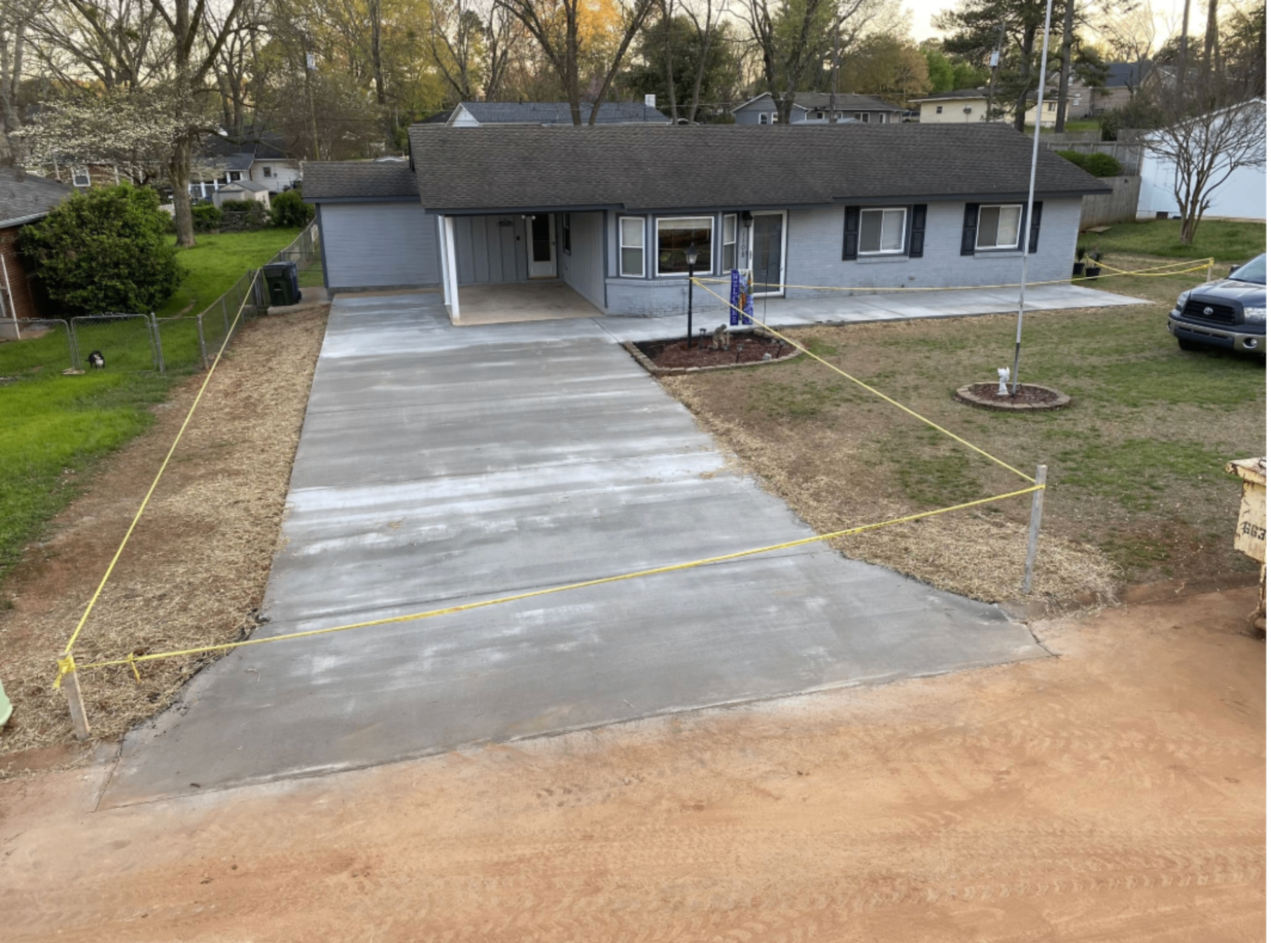 New concrete driveway installation in Scottsboro Alabama