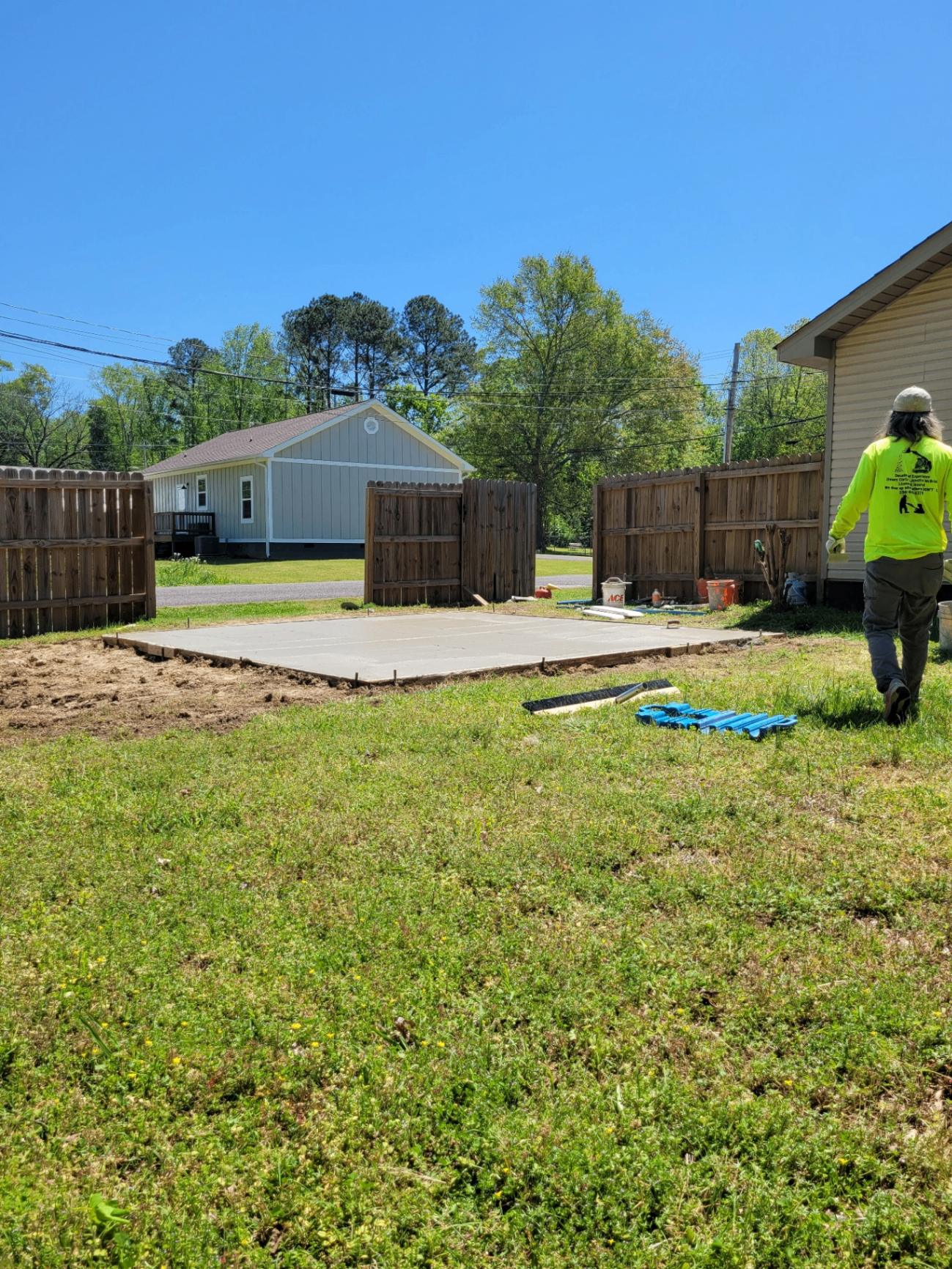 Residential concrete patio installation project in Huntsville AL