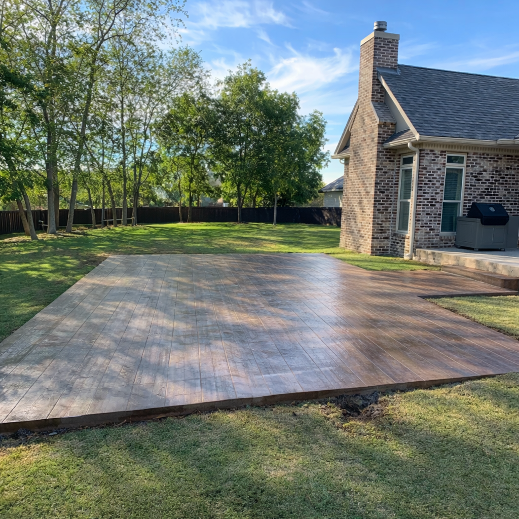 Decorative stamped concrete installation in Huntsville Alabama